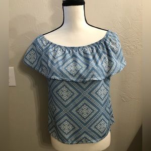 Blue and white blouse. Has been worn once.